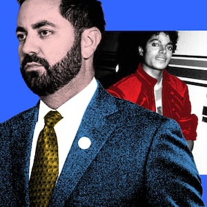 A photo illustration of Mike Lawler and Michael Jackson