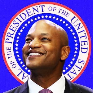 A photo illustration of Governor Wes Moore and the Presidential Seal.