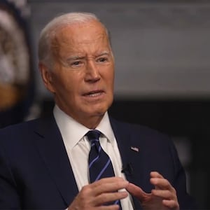 Joe Biden sits for an interview with NBC News’ Lester Holt.