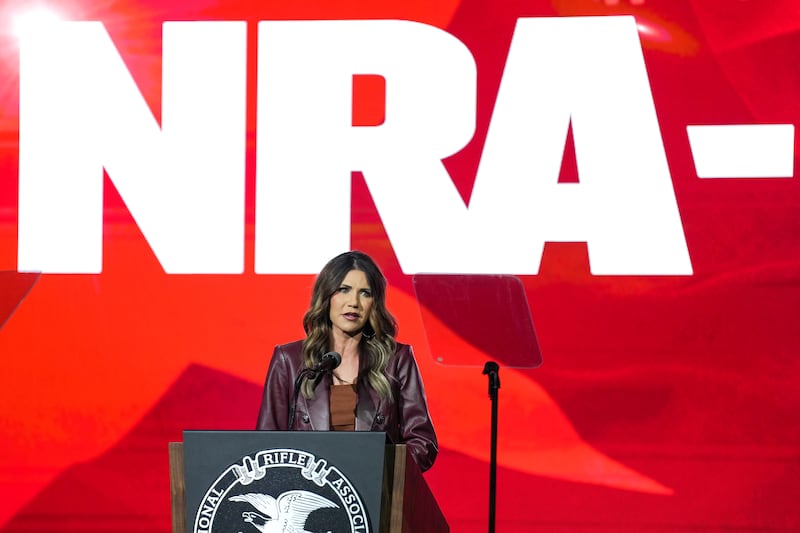 South Dakota Gov. Kristi Noem speaks during the NRA conference in 2022