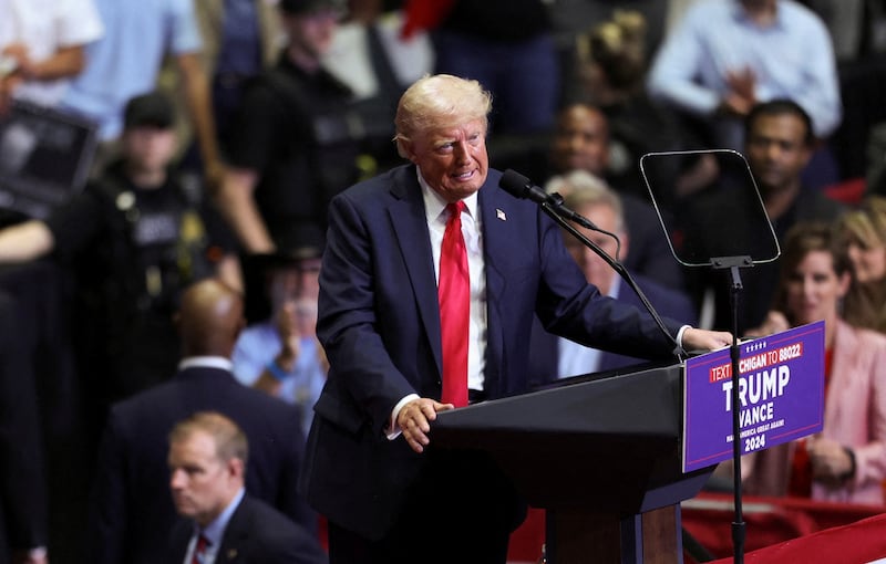 Trump speaking at a rally