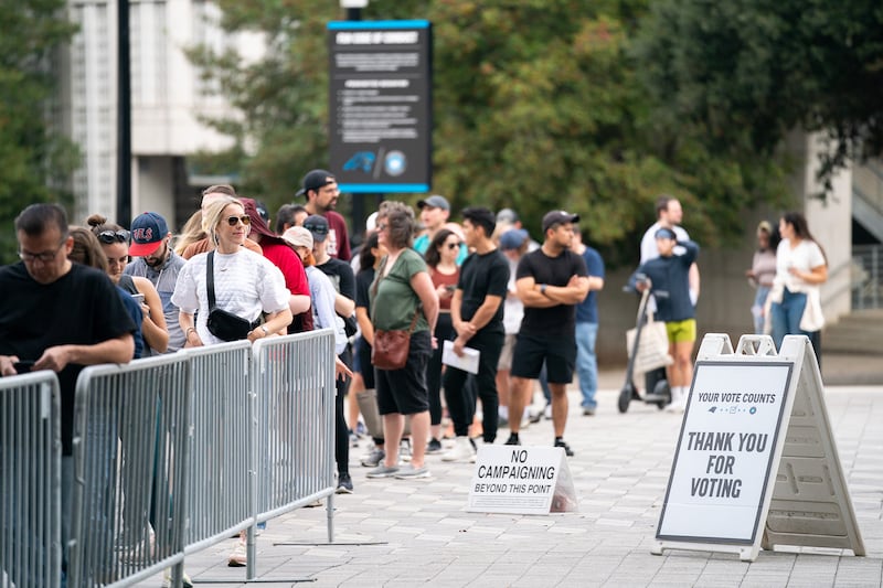 People line up to vote in Charlotte, North Carolina during the 2022 election.