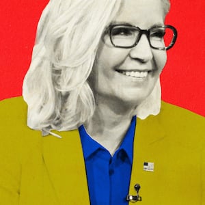 A photo illustration of Liz Cheney