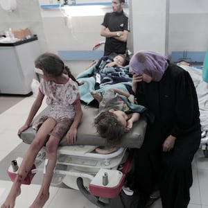 Devastated Gazans at a hospital