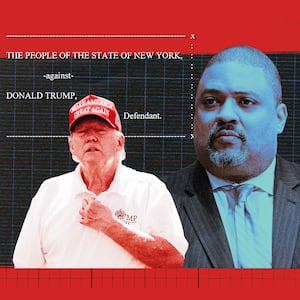 A photo illustration of former President Donald Trump and Manhattan DA Alvin Bragg.