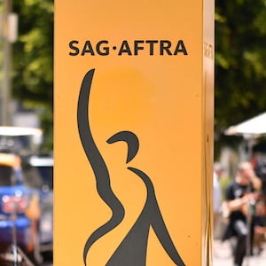 A sign for SAG-AFTRA outside its L.A. headquarters.