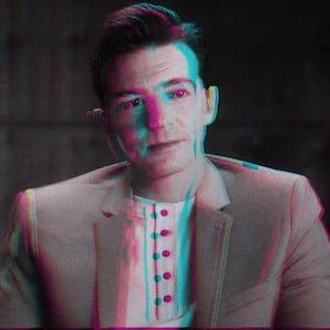 A photo illustration showing a glitched still of Drake Bell in Quiet on Set.