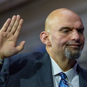 Sen. John Fetterman (D-PA) is seen in the old senate chamber for the Ceremonial Swearing  in Washington, DC