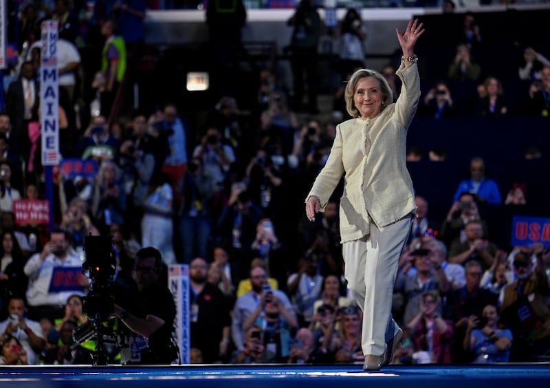 Hillary Clinton in white at the DNC