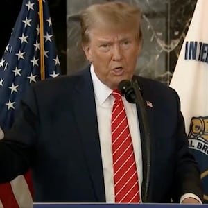 Donald Trump at a press conference.