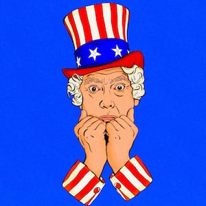 Illustration of a scared Uncle Sam