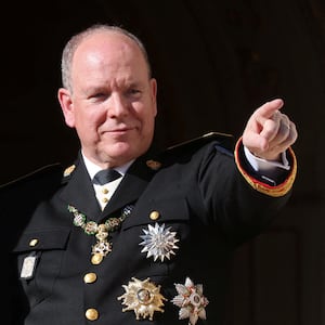 Prince Albert II of Monaco stands on the Palace balcony during the celebrations marking Monaco's National Day in Monaco, November 19, 2023.