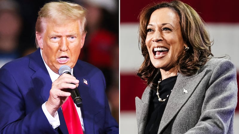 Donald Trump and Kamala Harris speak during campaign stops in the final weeks of the 2024 Presidential election.