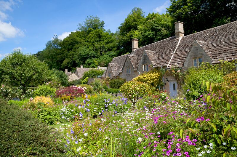 Cotswold cottage in Bibury, Gloucestershire, United Kingdom.