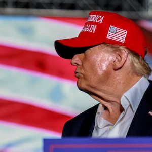 Former U.S. President Donald Trump speaks at a campaign rally at the Trump National Doral Golf Club on July 09, 2024 in Doral, Florida. 