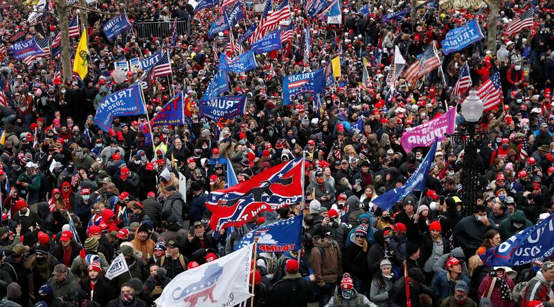 Pro-Trump protesters clash with Capitol police on Jan. 6.