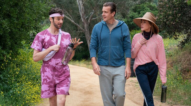 Michael Urie, Jason Segel, and Christa Miller in Shrinking 