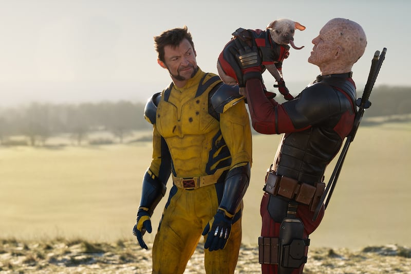 Hugh Jackman as Wolverine/Logan, Dogpool, and Ryan Reynolds as Deadpool/Wade Wilson