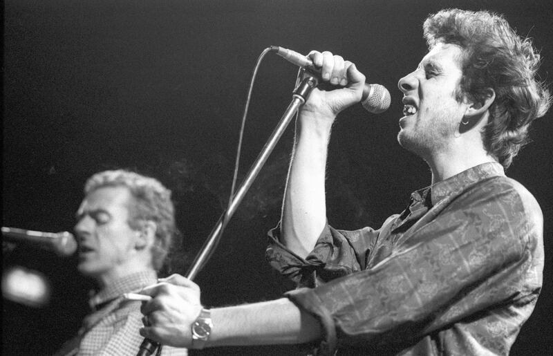 Shane MacGowan, singer with the Pogues, performs live on stage at Vredenburg in Utrecht, Netherlands on 1st December1986.