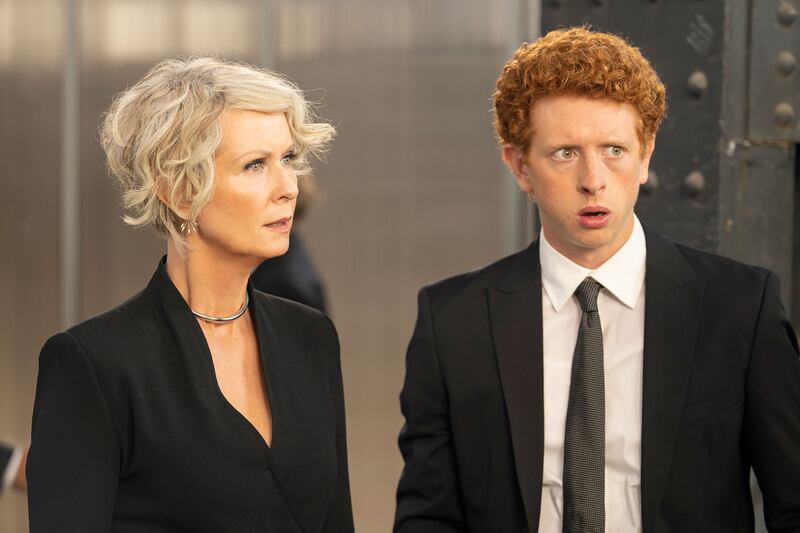 A still from 'And Just Like That' featuring Cynthia Nixon and Niall Cunningham