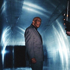 Astronaut Guion "Guy" Bluford in the wind tunnel at NASA Glenn Research Center.