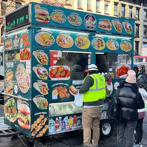 A photo of the street cart run by an Egyptian-born man named Mohammed, who recently endured verbal abuse from former diplomat Stuart Seldowitz.