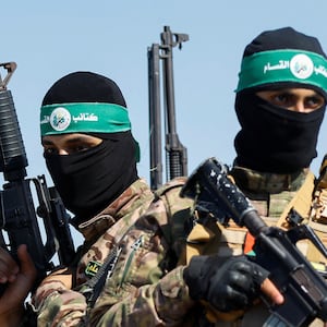 Palestinian fighters from the armed wing of Hamas