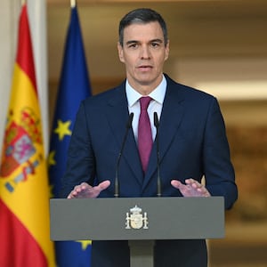 Spain’s Prime Minister Pedro Sanchez gives a statement to announce he will stay on as Prime Minister after weighing his exit from the Spanish government.