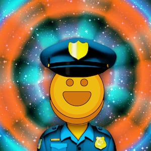 An illustration including a photo of a police officer on MDMA