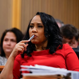 Fulton County District Attorney Fani Willis looks on during a hearing in the case of the State of Georgia v. Donald J. Trump at the Fulton County Courthouse