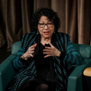 Supreme Court Justices Sonia Sotomayor, during a panel discussion at the Civic Learning Week National Forum at George Washington University on March 12, 2024, in Washington, DC.