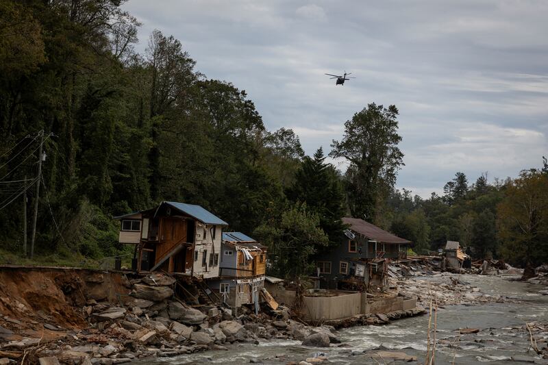 Riverfront damage after Hurricane Helene.