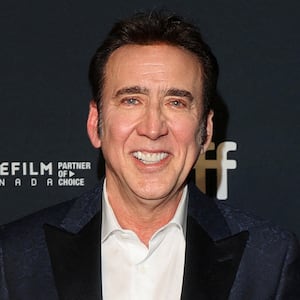 Nicolas Cage smiles on a red carpet for Telefilm Canada