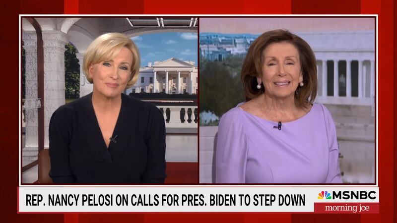 Nancy Pelosi on MSNBC's Morning Joe to discuss President Joe Biden staying in the election.