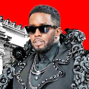 A photo illustration of Sean ‘Diddy’ Combs in front of the Metropolitan Museum of Art