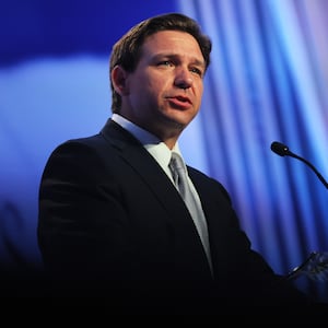 Ron DeSantis speaks during the Moms for Liberty Joyful Warriors national summit.