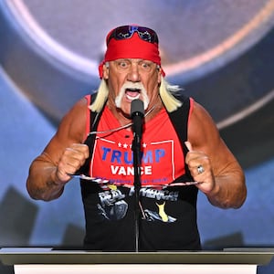 Hulk Hogan speaking at the RNC in 2024.