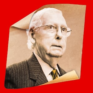 A photo illustration of Senator Mitch McConnell.