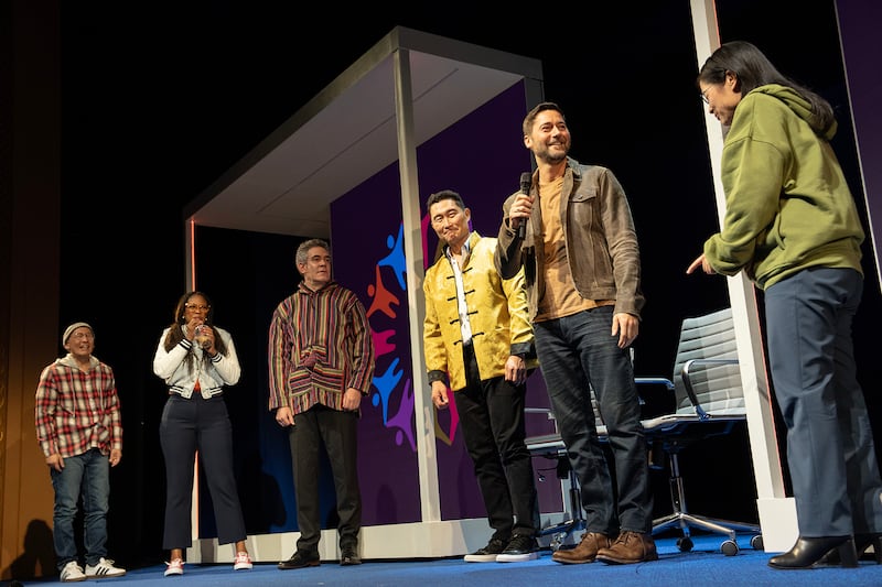 Francis Jue, Marinda Anderson, Kevin Del Aguila, Daniel Dae Kim, Ryan Eggold, and Shannon Tyo in 'Yellow Face.'