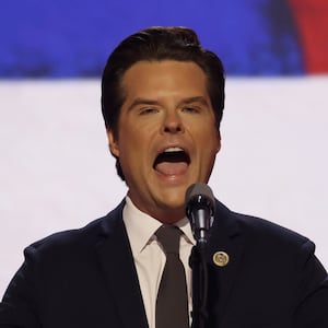 Former U.S. Rep. Matt Gaetz speaks during the Republican National Convention session at Fiserv Forum on July 17, 2024, in Milwaukee.