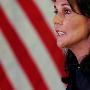 U.S. Ambassador to the United Nations Nikki Haley addresses a gathering on advancing India-U.S. relations, in New Delhi, India, June 28, 2018.