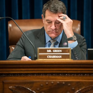 Rep. Mark Green (R-TN) chairman of the House Homeland Security Committee prepares before the start of a House Homeland Security Committee.