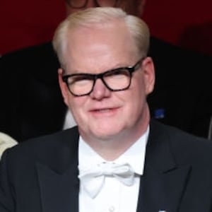 Comedian Jim Gaffigan speaks during the annual Alfred E. Smith Foundation Dinner at the New York Hilton Midtown on October 17, 2024 in New York City. Republican presidential nominee, former President Donald Trump was the featured speaker with Gaffigan as the Master of Ceremonies at the the 79th Annual Alfred E. Smith Memorial Foundation Dinner. The dinner, a white-tie charity event that benefits Catholic charities, is known for political figures poking fun at one another. The foundation honors the late Alfred E. Smith, former governor of New York and America's first Catholic presidential nominee.