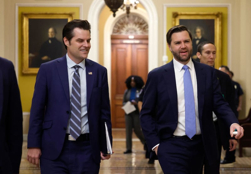 Vice President-elect JD Vance attends meetings on Capitol Hill with Matt Gaetz, as the pair try to convince skeptical senators to support the former Florida congressman’s embattled bid for attorney general.