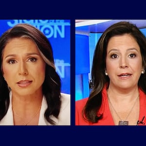 Elise Stefanik (right) and Tulsi Gabbard (left) during TV spots on September 1, 2024