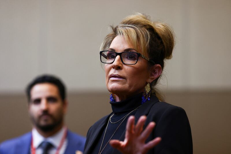 Sarah Palin attends a campaign event ahead of mid-term elections in Anchorage, Alaska, U.S. October 9, 2022.