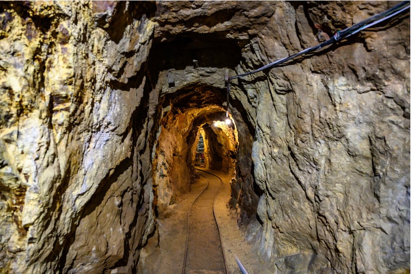 A cave tunnel inside the Mollie Kathleen Gold Mine.