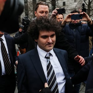 FTX founder Sam Bankman-Fried outside a federal courthouse in Manhattan.