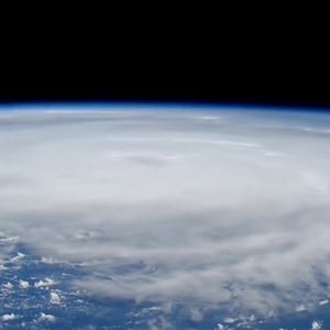 Satellite image shows Hurricane Helene churning through the Gulf of Florida.