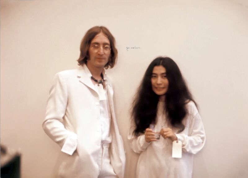 John Lennon and Yoko Ono at You Are Here Art Show Opening